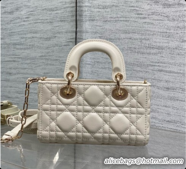 Good Quality Dior Mini Lady D-Joy Bag in Cannage Lambskin with Bow D090424 White 2026
