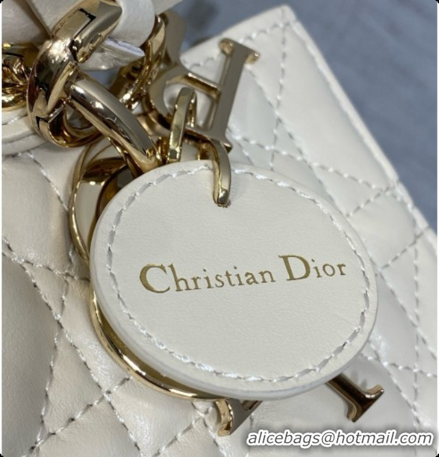 Good Quality Dior Mini Lady D-Joy Bag in Cannage Lambskin with Bow D090424 White 2026