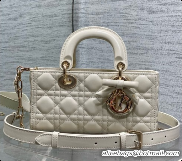 Original Cheap Dior Small Lady D-Joy Bag in Cannage Lambskin with Bow D090425 White 2026