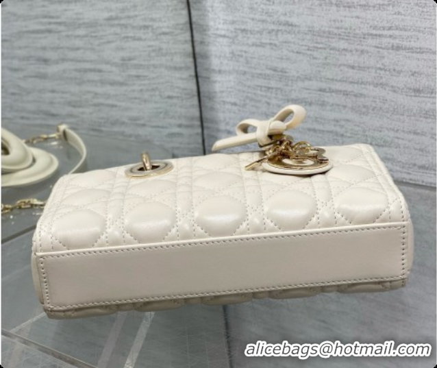 Original Cheap Dior Small Lady D-Joy Bag in Cannage Lambskin with Bow D090425 White 2026