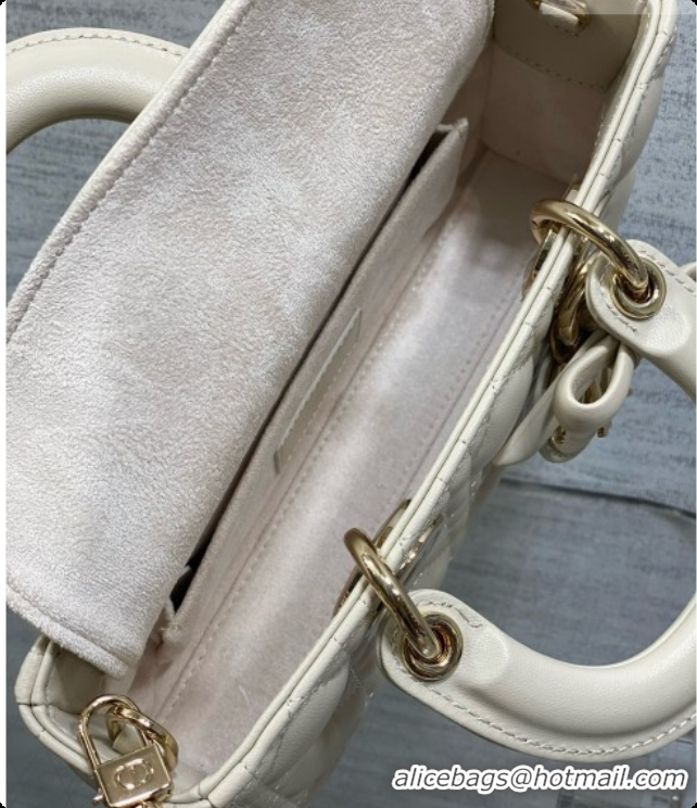 Original Cheap Dior Small Lady D-Joy Bag in Cannage Lambskin with Bow D090425 White 2026