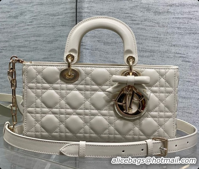 Lowest Cost Dior Medium Lady D-Joy Bag in Cannage Lambskin with Bow D090426 White 2026