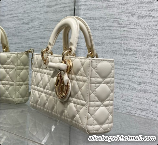 Lowest Cost Dior Medium Lady D-Joy Bag in Cannage Lambskin with Bow D090426 White 2026