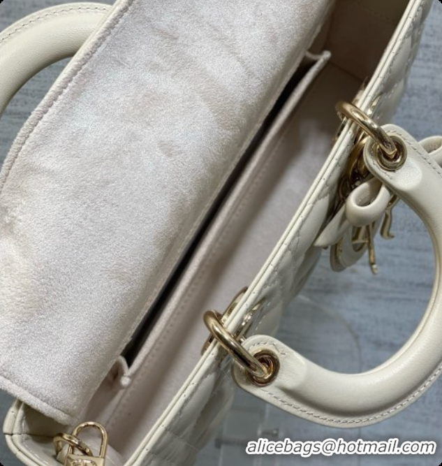Lowest Cost Dior Medium Lady D-Joy Bag in Cannage Lambskin with Bow D090426 White 2026