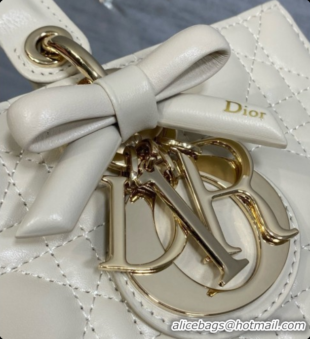 Lowest Cost Dior Medium Lady D-Joy Bag in Cannage Lambskin with Bow D090426 White 2026