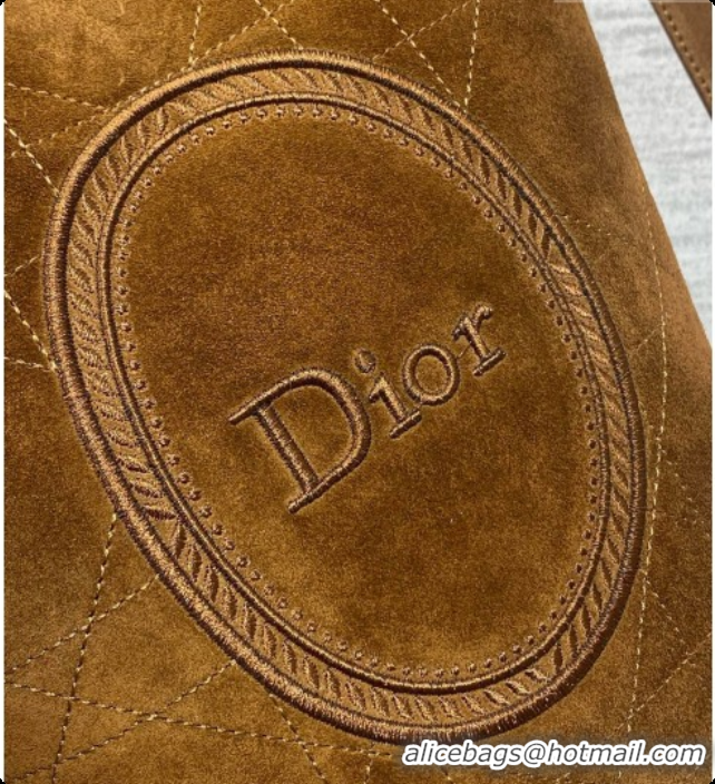 Top Design Dior Jett Médaillon Small Bucket Bag in Cannage Suede Calfskin Brown 2026 6090431