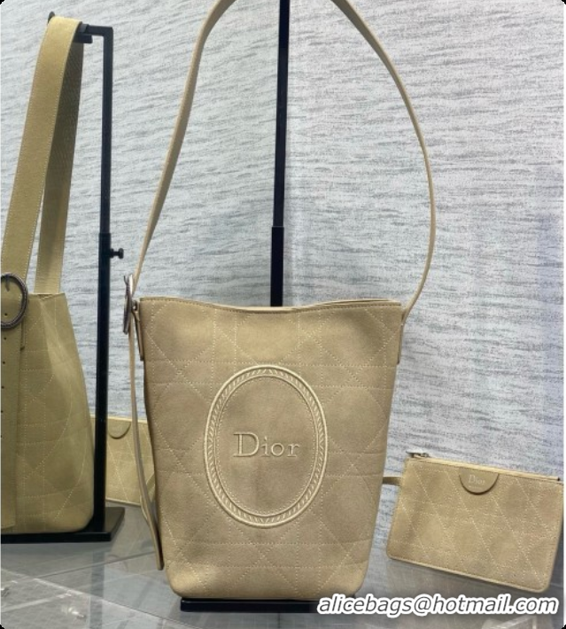Good Looking Dior Jett Médaillon Small Bucket Bag in Cannage Suede Calfskin Camel 2026 6090433