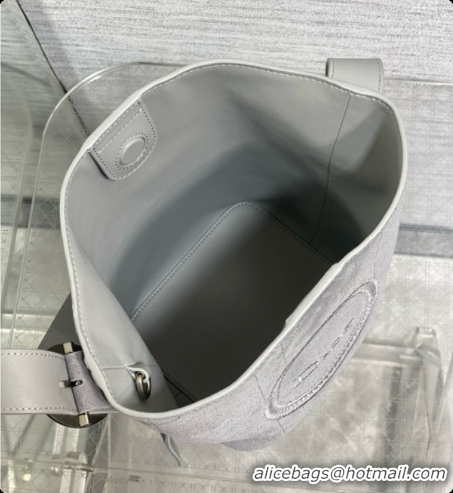Discount Dior Jett Médaillon Small Bucket Bag in Cannage Suede Calfskin Grey 2026 6090435