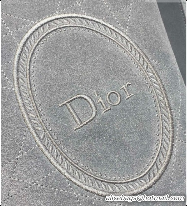 Discount Dior Jett Médaillon Small Bucket Bag in Cannage Suede Calfskin Grey 2026 6090435