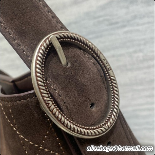 Discounts Dior Jett Médaillon Small Bucket Bag in Cannage Suede Calfskin Dark Brown 2026 6090437