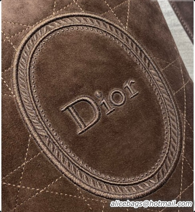 Discounts Dior Jett Médaillon Small Bucket Bag in Cannage Suede Calfskin Dark Brown 2026 6090437