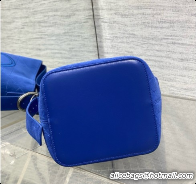 Good Taste Dior Jett Médaillon Small Bucket Bag in Cannage Suede Calfskin Blue 2026 6090439