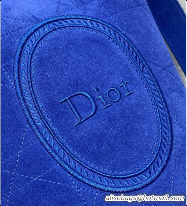 Good Taste Dior Jett Médaillon Small Bucket Bag in Cannage Suede Calfskin Blue 2026 6090439