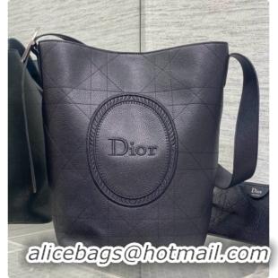 Modern Dior Jett Médaillon Bucket Bag in Cannage Grained Calfskin Black 2026 6090430