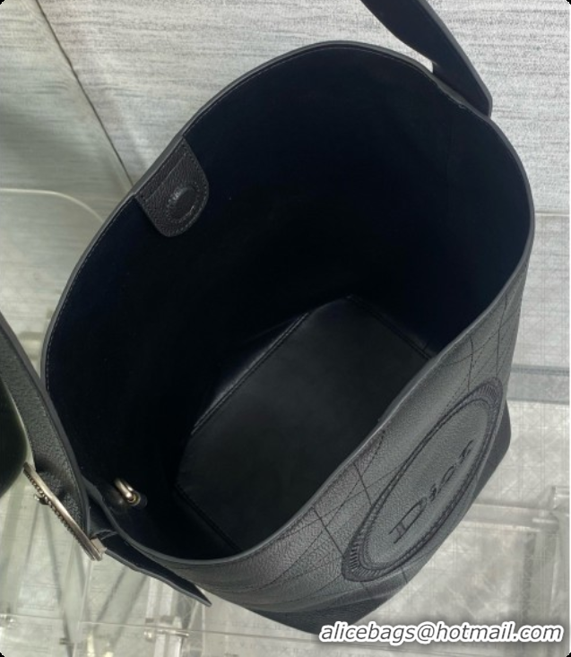 Modern Dior Jett Médaillon Bucket Bag in Cannage Grained Calfskin Black 2026 6090430