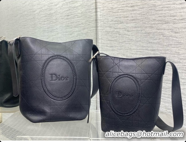 Modern Dior Jett Médaillon Bucket Bag in Cannage Grained Calfskin Black 2026 6090430