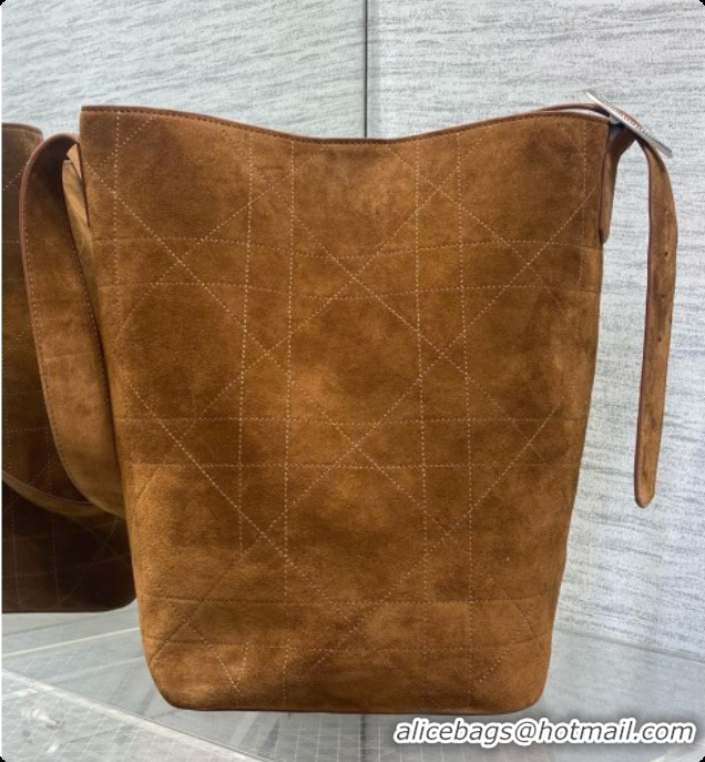 Cheap Price Dior Jett Médaillon Bucket Bag in Cannage Suede Calfskin Brown 2026 6090432