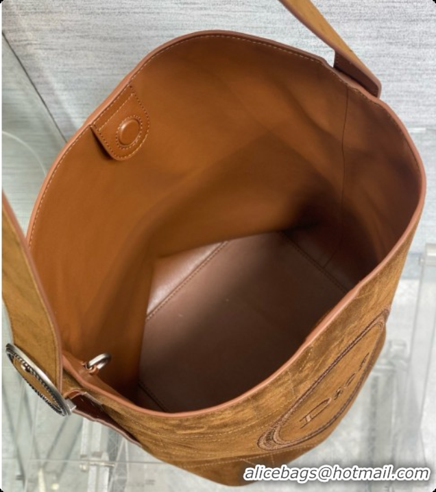 Cheap Price Dior Jett Médaillon Bucket Bag in Cannage Suede Calfskin Brown 2026 6090432