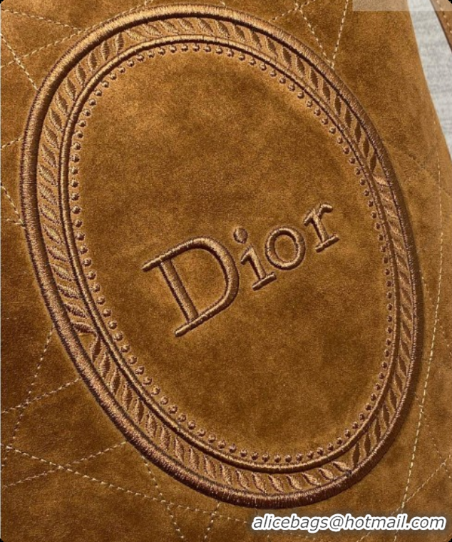 Cheap Price Dior Jett Médaillon Bucket Bag in Cannage Suede Calfskin Brown 2026 6090432