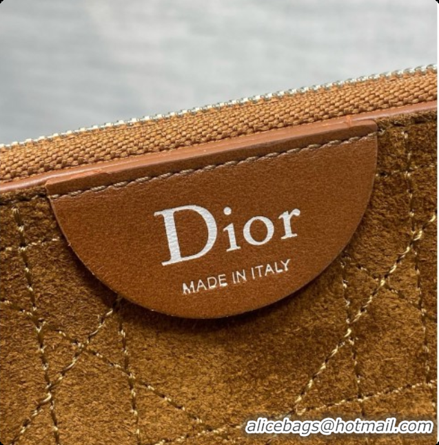 Cheap Price Dior Jett Médaillon Bucket Bag in Cannage Suede Calfskin Brown 2026 6090432