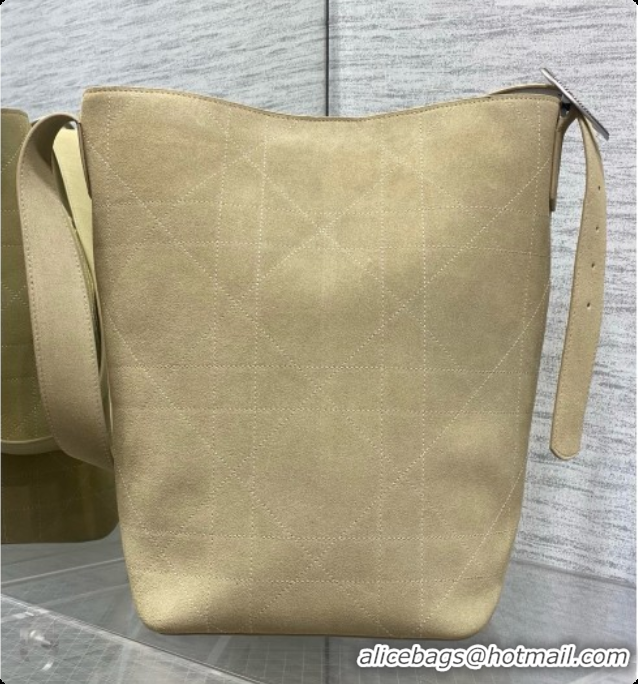 Luxury Cheap Dior Jett Médaillon Bucket Bag in Cannage Suede Calfskin Camel 2026 6090434