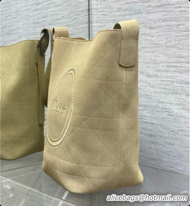 Luxury Cheap Dior Jett Médaillon Bucket Bag in Cannage Suede Calfskin Camel 2026 6090434
