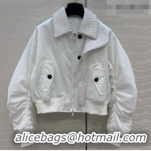 Luxury Cheap Bottega Veneta Nylon and Lambskin Jacket BV092932 White 2026