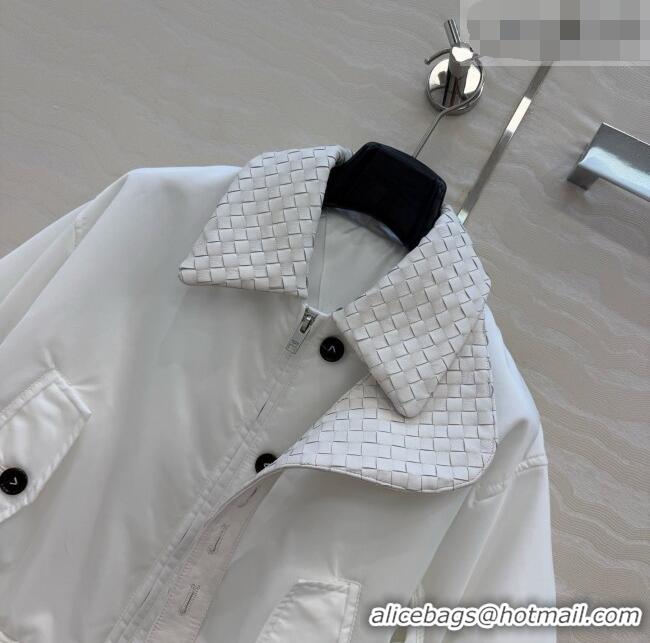 Luxury Cheap Bottega Veneta Nylon and Lambskin Jacket BV092932 White 2026