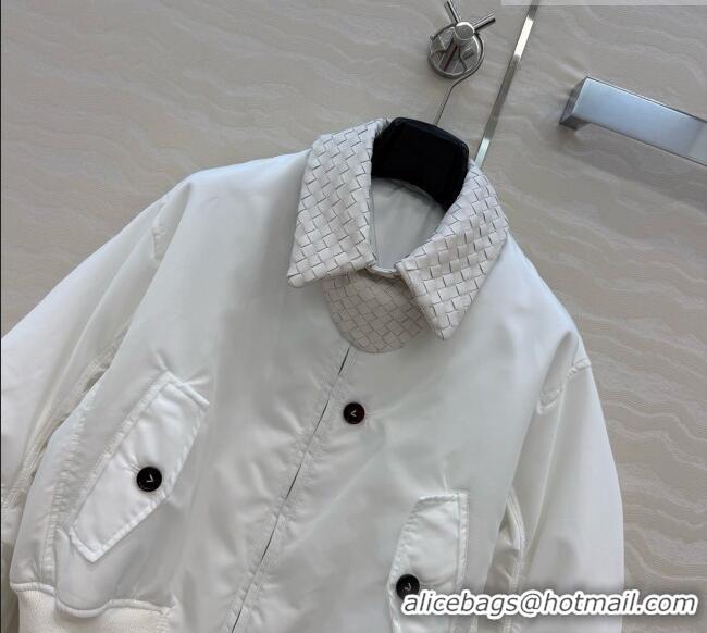 Luxury Cheap Bottega Veneta Nylon and Lambskin Jacket BV092932 White 2026