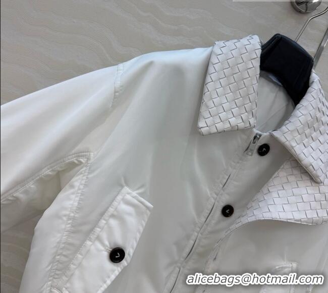 Luxury Cheap Bottega Veneta Nylon and Lambskin Jacket BV092932 White 2026
