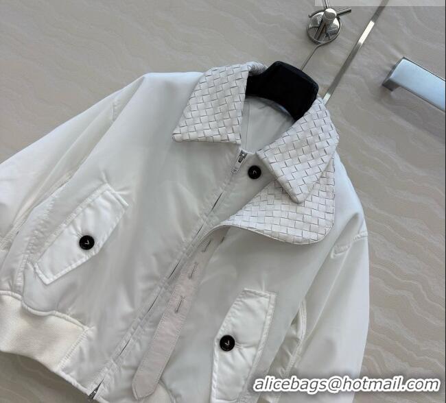 Luxury Cheap Bottega Veneta Nylon and Lambskin Jacket BV092932 White 2026