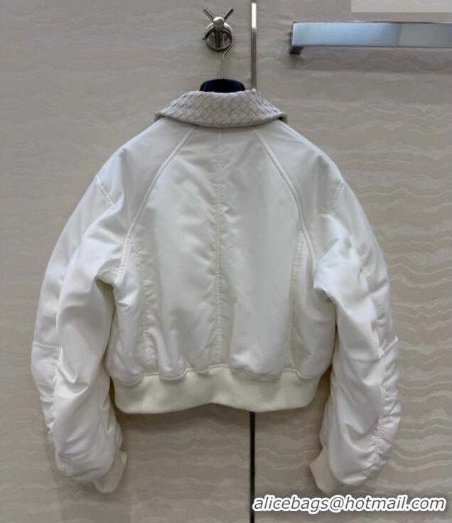 Luxury Cheap Bottega Veneta Nylon and Lambskin Jacket BV092932 White 2026