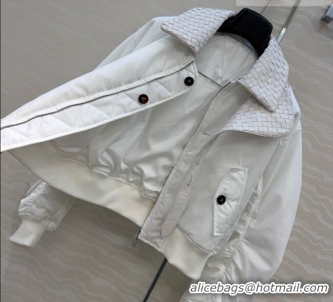 Luxury Cheap Bottega Veneta Nylon and Lambskin Jacket BV092932 White 2026
