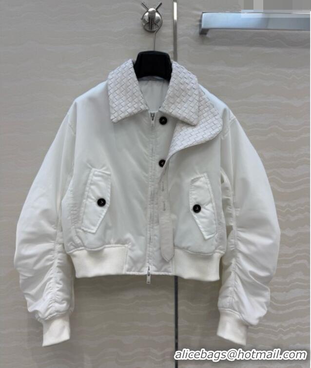 Luxury Cheap Bottega Veneta Nylon and Lambskin Jacket BV092932 White 2026