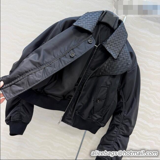 Best Product Bottega Veneta Nylon and Lambskin Jacket BV092933 Black 2026