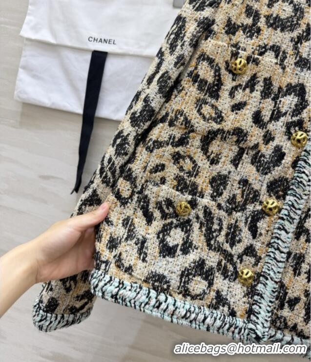Original Cheap Chanel Leopard Tweed Jacket CH092936 Beige 2026