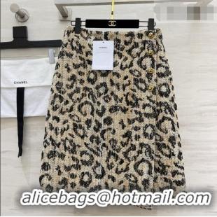 Best Price Chanel Leopard Tweed Skirt CH092937 Beige 2026