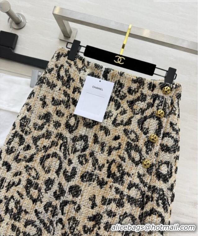 Best Price Chanel Leopard Tweed Skirt CH092937 Beige 2026