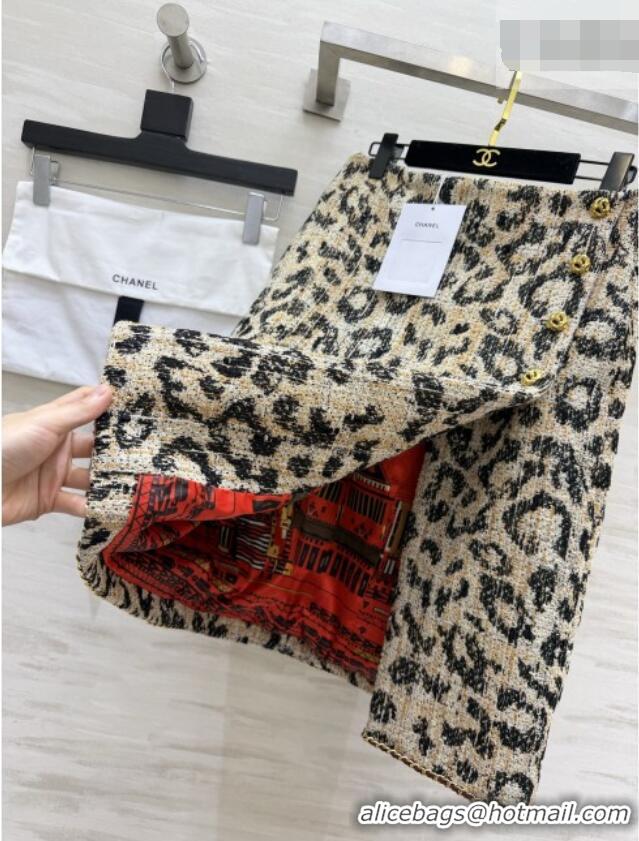 Best Price Chanel Leopard Tweed Skirt CH092937 Beige 2026