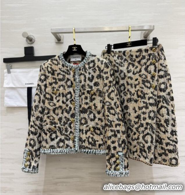 Best Price Chanel Leopard Tweed Skirt CH092937 Beige 2026
