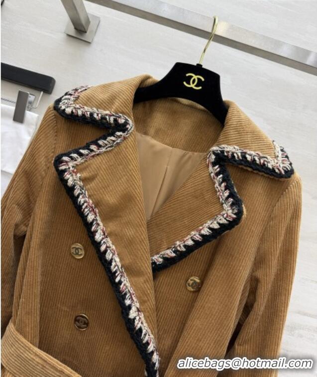 Well Crafted Chanel Corduroy Coat CH092938 Brown 2026