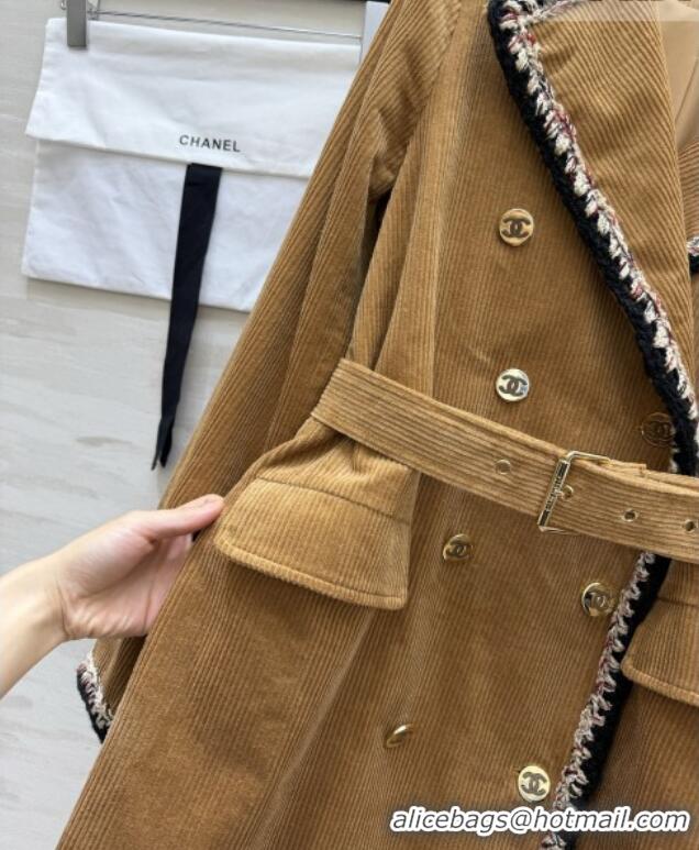 Well Crafted Chanel Corduroy Coat CH092938 Brown 2026