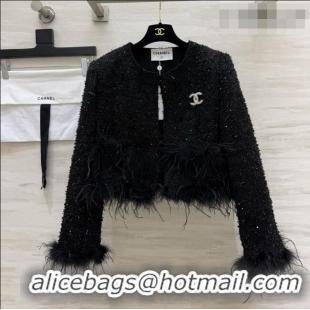 Buy Fashionable Chanel Tweed Jacket CH092941 Black 2026