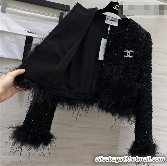 Buy Fashionable Chanel Tweed Jacket CH092941 Black 2026