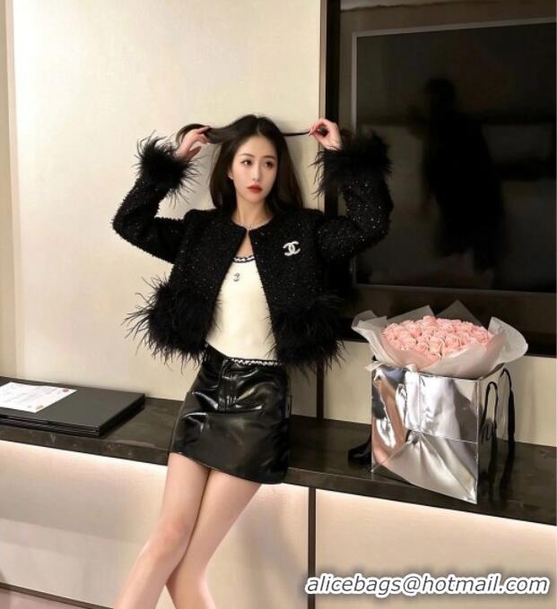 Buy Fashionable Chanel Tweed Jacket CH092941 Black 2026