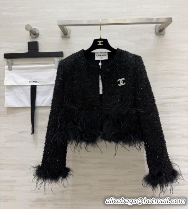 Buy Fashionable Chanel Tweed Jacket CH092941 Black 2026