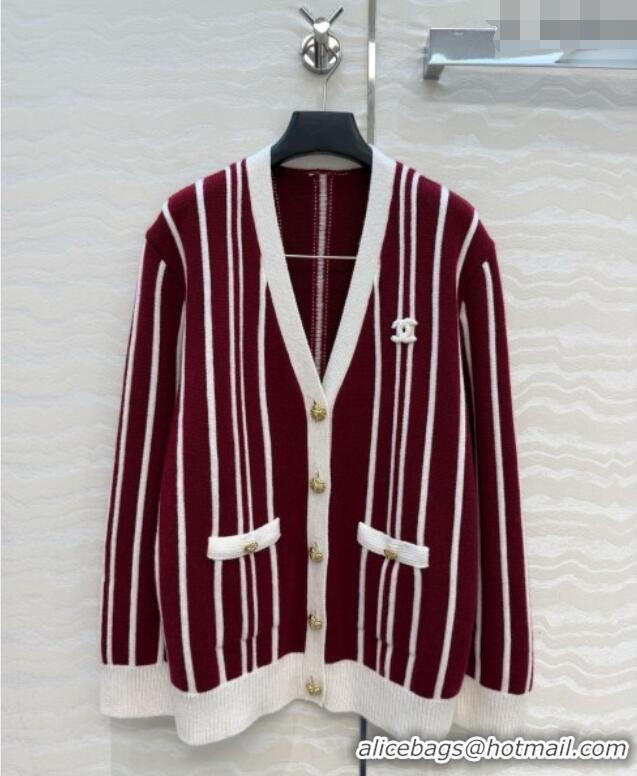 Traditional Specials Chanel Cashmere and Wool Cardigan CH092955 White/Burgundy 2026
