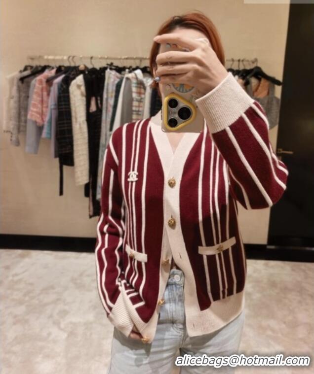 Traditional Specials Chanel Cashmere and Wool Cardigan CH092955 White/Burgundy 2026