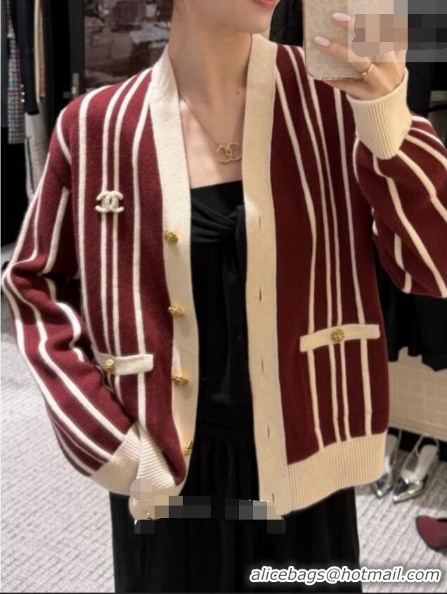 Traditional Specials Chanel Cashmere and Wool Cardigan CH092955 White/Burgundy 2026