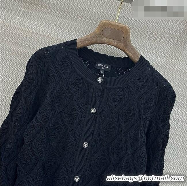 New Discount Chanel Cotton and Silk Cardigan CH092958 Black 2026